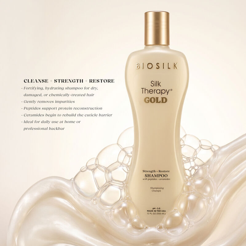 BioSilk Silk Therapy Gold Strength and Restore Shampoo - 12 Ounces, , large image number null